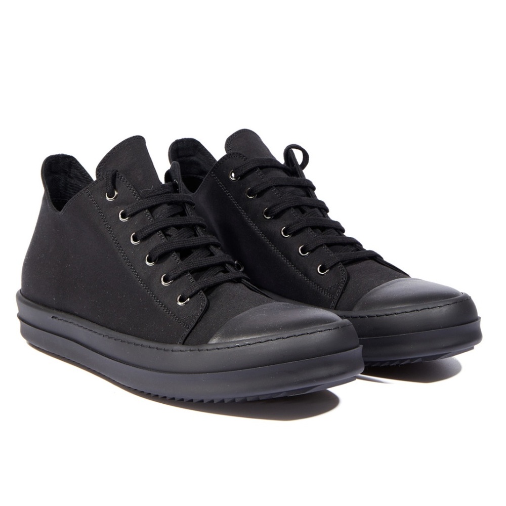 Rick Owens DRKSHDW Ramones Canvas Low Sneaker in all black